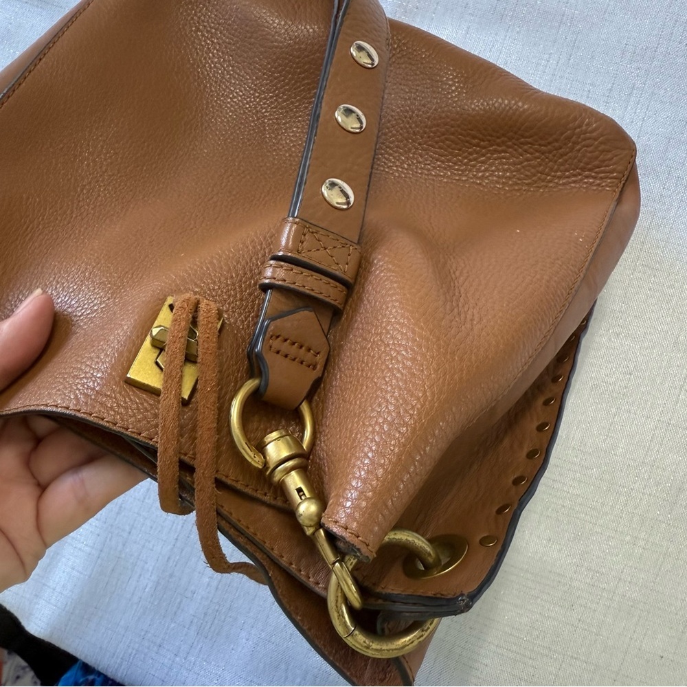 Rebecca Minkoff Darren Leather Hobo Shoulder Crossbody Bag Caramello Brown - Picture 8 of 14